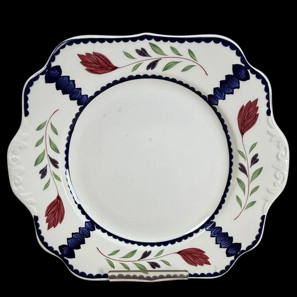 Adams Lancaster Ironstone Serving Cake Plate‎ Handled Square 10